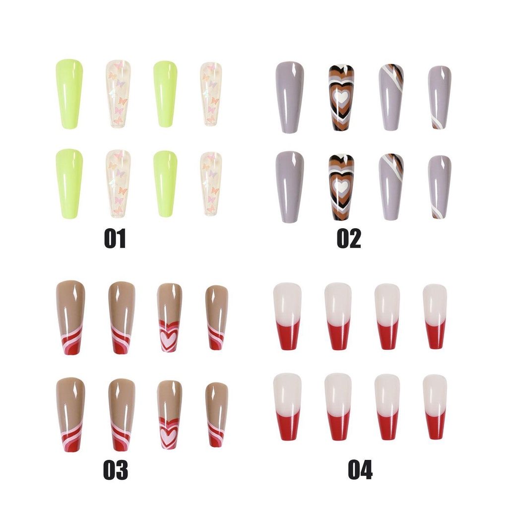 Hộp 24 Móng Tay Giả Múa Ba Lê Dài Chuyên Dụng Cho Trang Trí Móng Nghệ Thuật