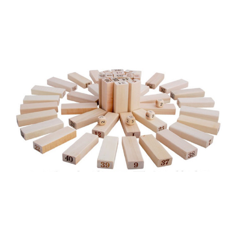 Xả Kho Rút gỗ số thông minh 48 thanh loại to - Domino gỗ cho bé