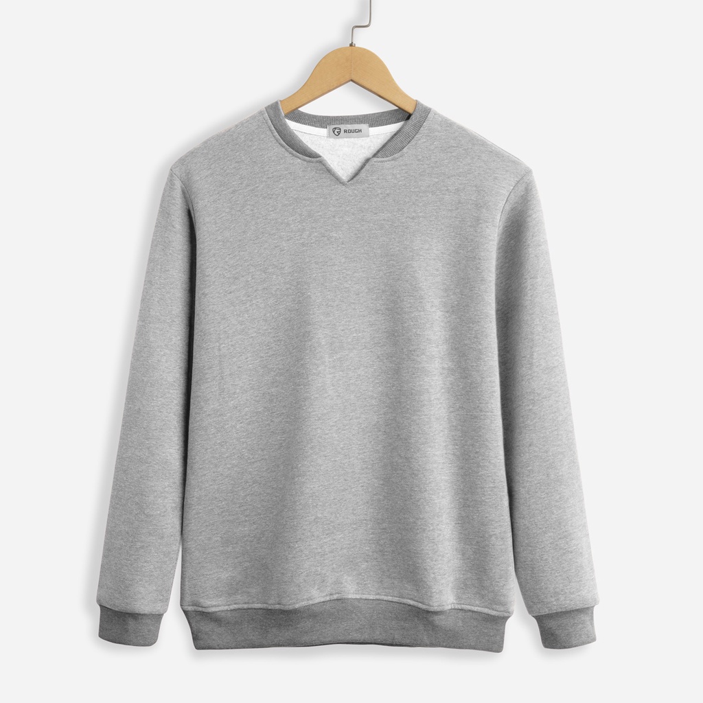 Áo Sweater Nỉ Nam ROUGH Chất Nỉ Hàn Quốc Cổ Tròn Khoét V Trẻ Trung