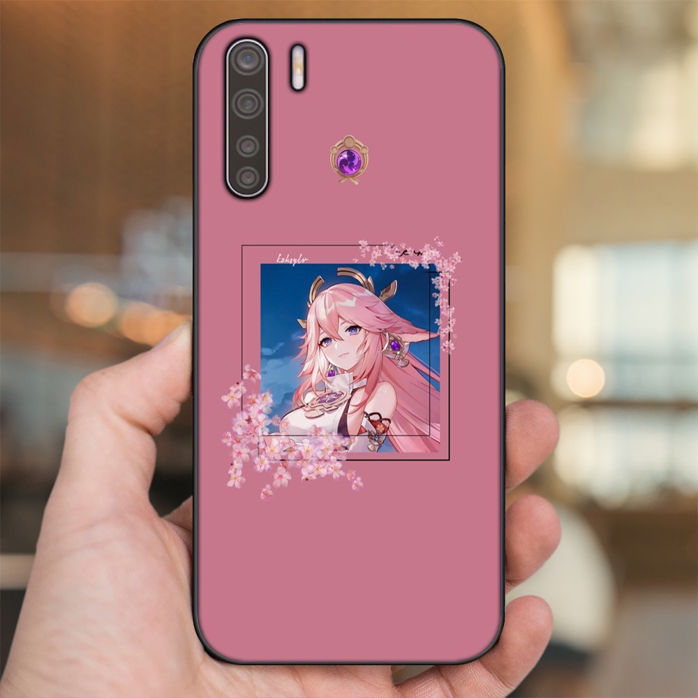 Ốp lưng Oppo A91, Reno 3 viền đen in hình Yae Miko Genshin Impact