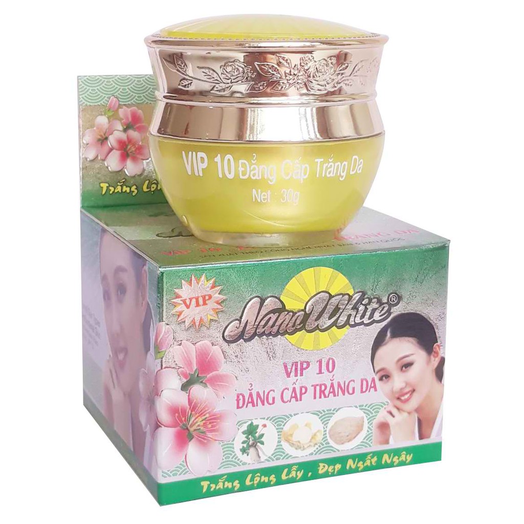 Kem dưỡng trắng da mặt, se khít chân lông Vip 10 - Kem Nano White 30gr - Mỹ phẩm Mộc Lan