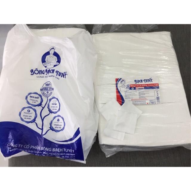Bông Bạch Tuyết - Bông Y Tế Cắt Miếng vệ sinh baby 1kg 7x7cm ( khoảng 1000 miếng)