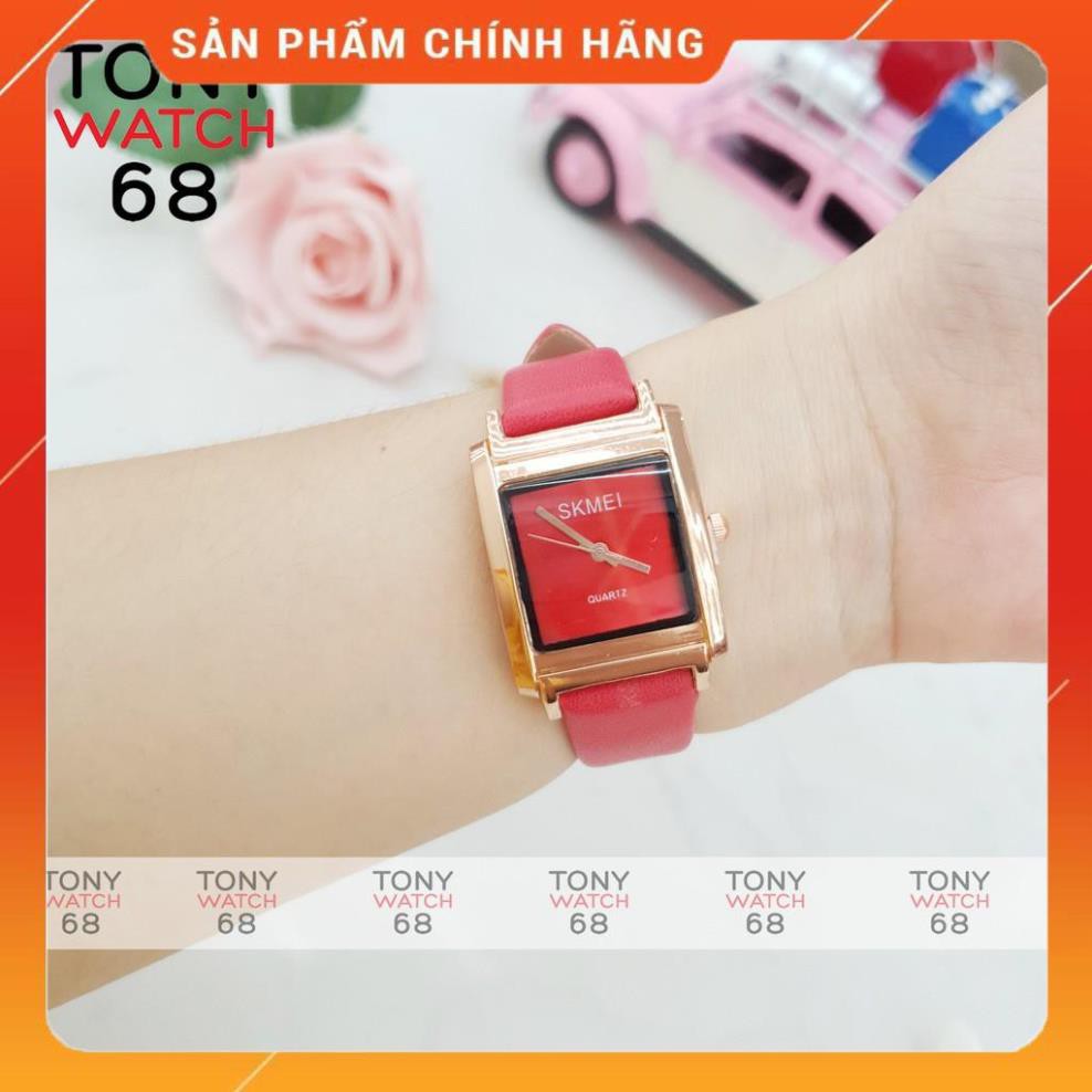 Hot!!! Đồng hồ nữ Guou mặt vuông dây da đỏ trắng chính hãng chống nước Tony Watch 68 giá re