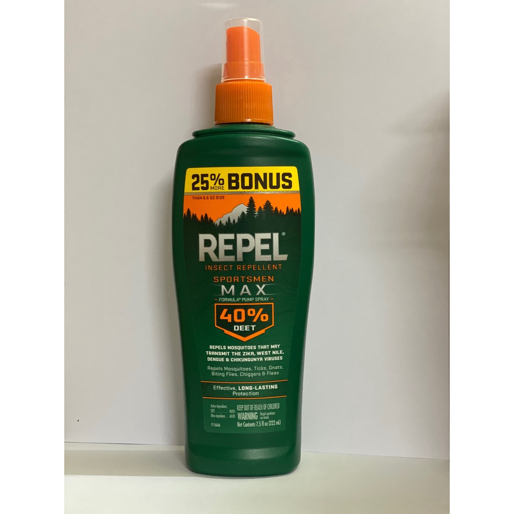 Xịt xua muỗi, côn trùng Repel Insect Repellent Sportsmen Max Formula Spray Pump 40% DEET 222ml - Mỹ