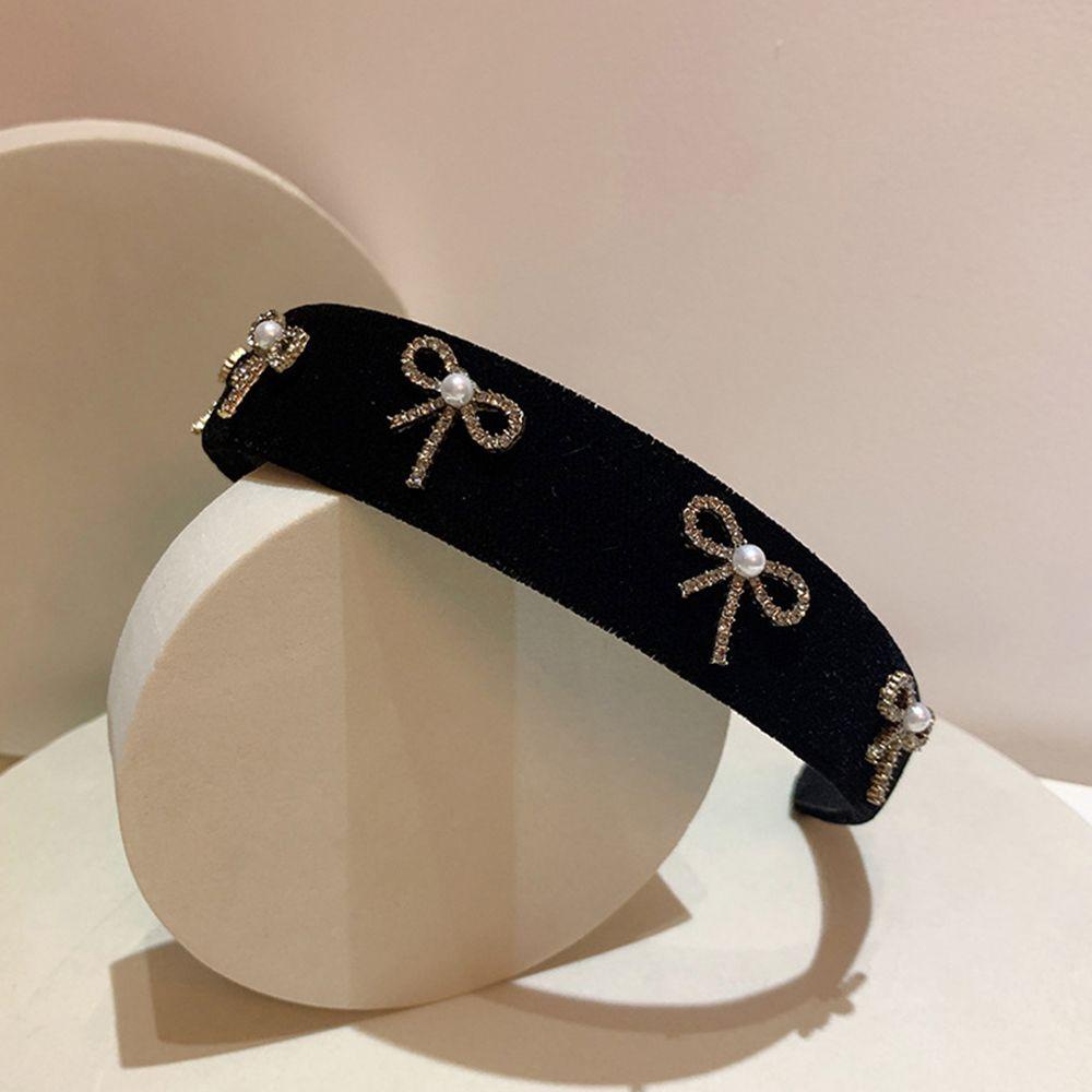 Băng Đô Cài Tóc Vải Nhung Phối Nơ Đính Ngọc Trai Phong Cách Cổ Điển Sang Trọng Cho Nữ|Dây Buộc Tóc Nhiều Màu Sắc Phong Cách Hàn Quốc