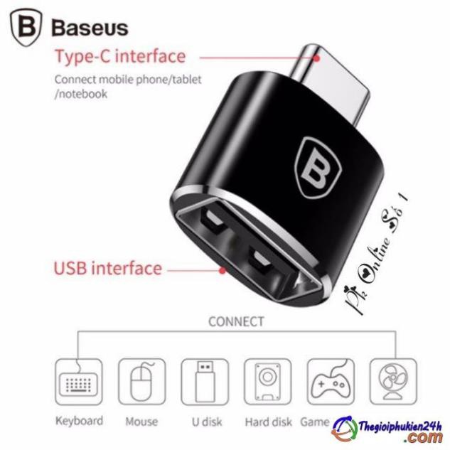 Đầu chuyển OTG USB Type C sang USB Full size Baseus (TYPE C Male to USB Female Cable Adapter Converter)