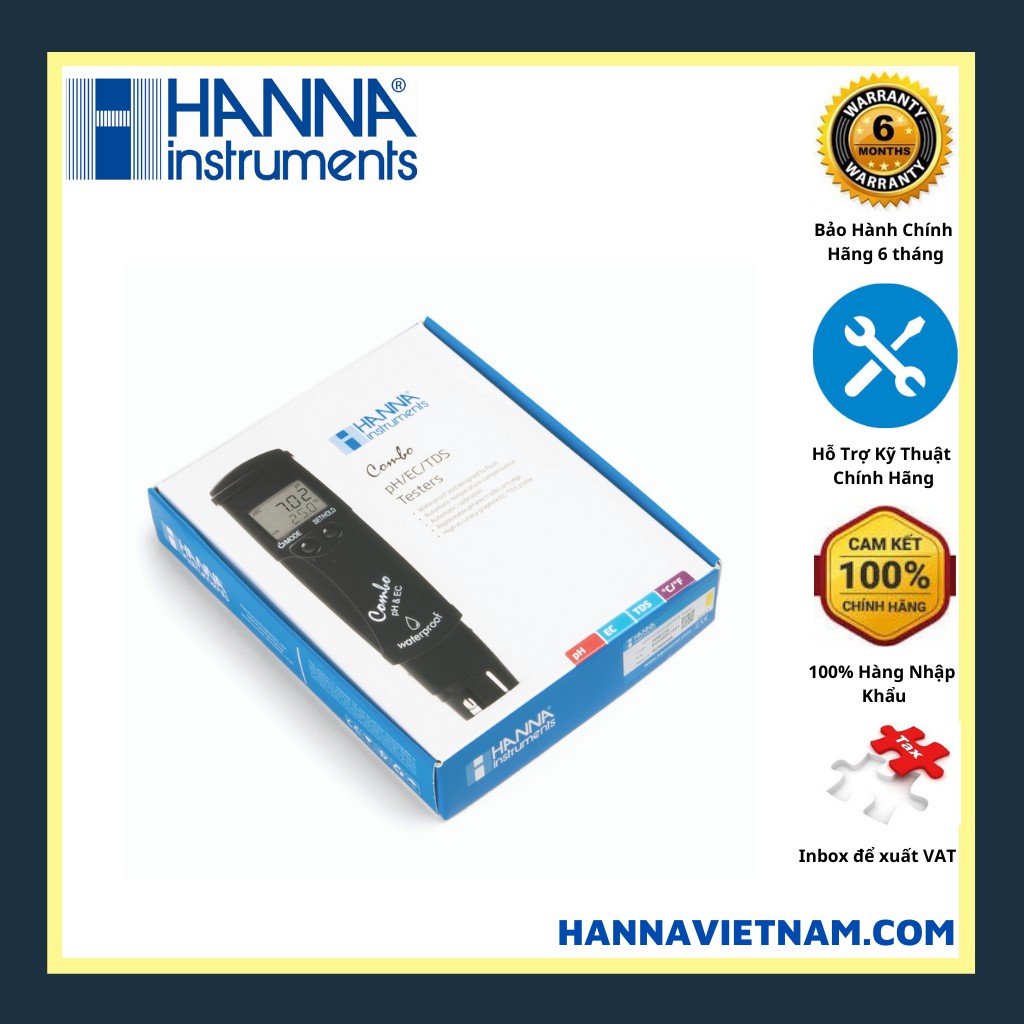 Bút đo đa chỉ tiêu pH/Độ dẫn /TDS/Nhiệt Độ (Thang Thấp) Hanna Instruments HI98129 - Hiệu chuẩn Tự Động  - Kèm bộ chuẩn