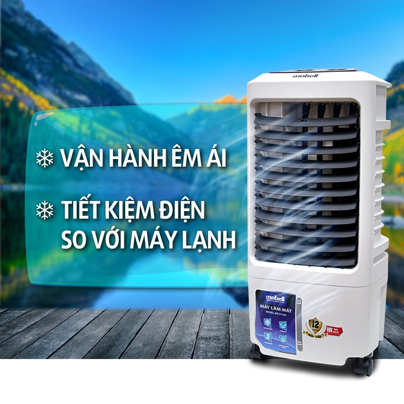 Quạt điều hòa hơi nước làm mát không khí mobell AIR-2116A-OL 3 cấp độ gió công suất 70W bảo hành 12 tháng