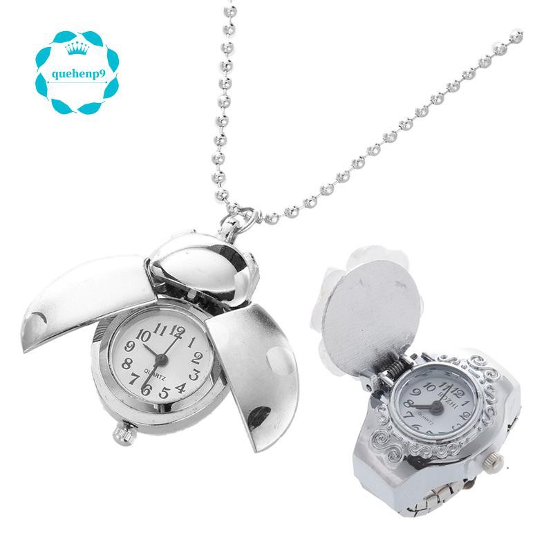 1 Đồng Hồ Quả Quýt Bỏ Túi Hình Bọ Cánh Cứng Và 1 Nhẫn