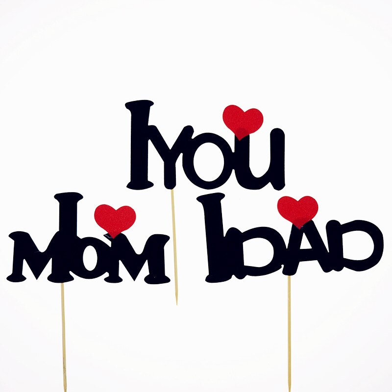 Phụ Kiện Cắm Trang Trí Bánh Kem Chữ I LOVE YOU I LOVE MOM I LOVE DAD Dành Cho Ngày Của Mẹ