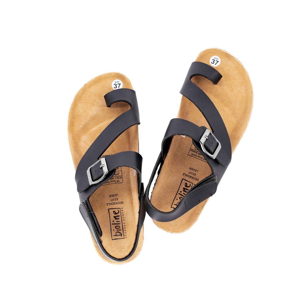 [DA PU/CHỐNG NƯỚC] P06-Dép da sandal xỏ ngón quai chéo siêu êm đế trấu Bioline - Xuất khẩu châu Âu - Blue Store