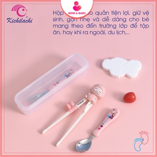 Set Đũa Thìa Dũa Tập Ăn Cho Bé Kichilachi Dễ Thương, An Toàn