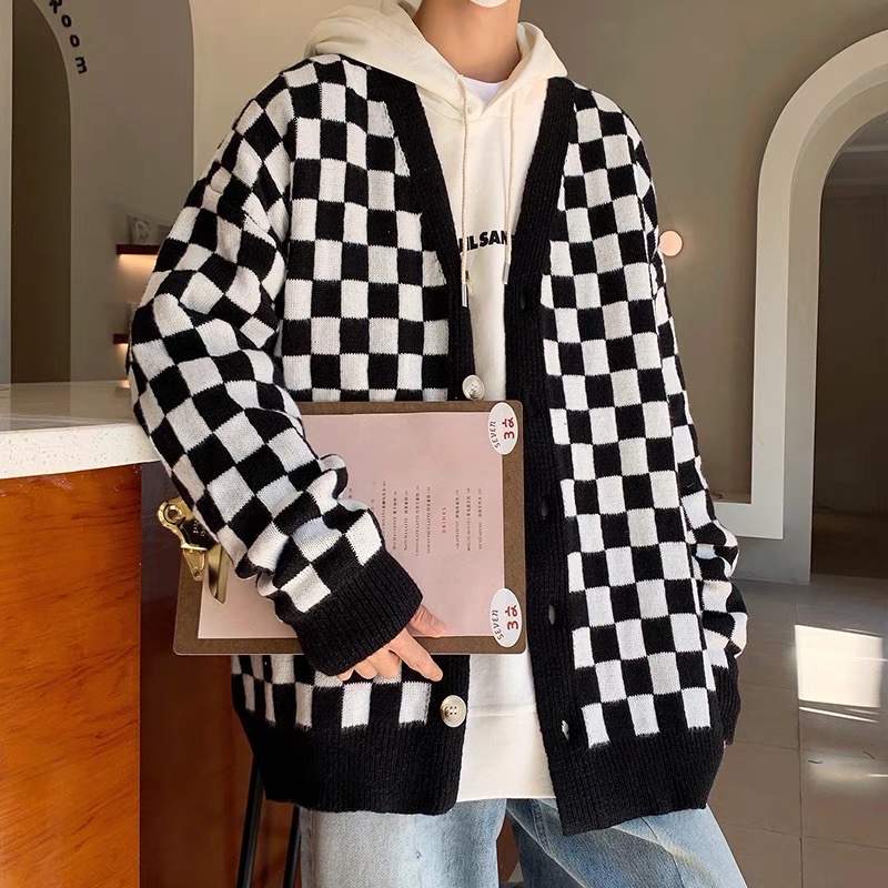 Áo Khoác Cardigan Nam CARO dáng rộng, chất len co dãn dày dặn, Áo Khoác Ngoài Form Rộng Có Bigsize