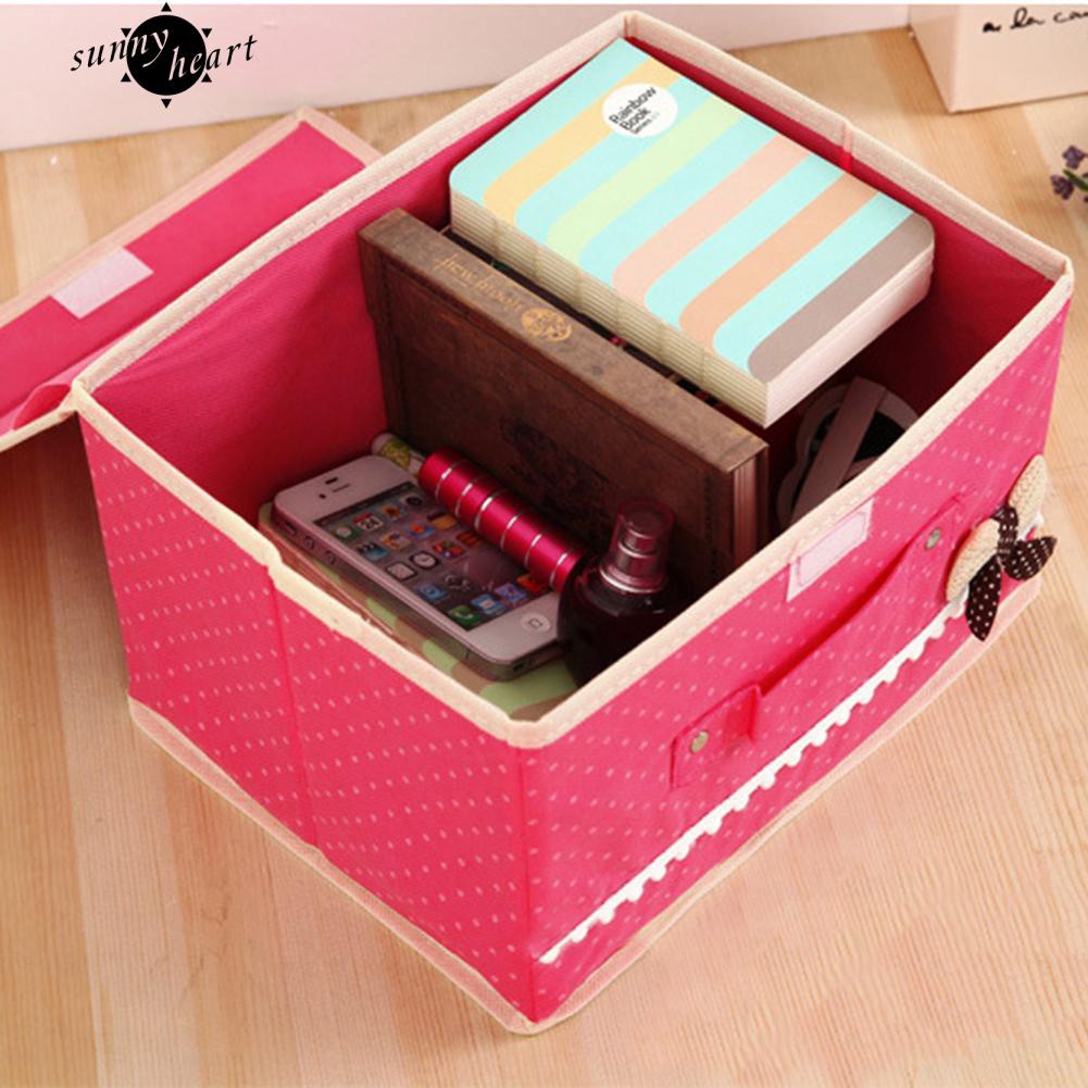 Giỏ vải không dệt họa tiết chấm bi xinh xắn