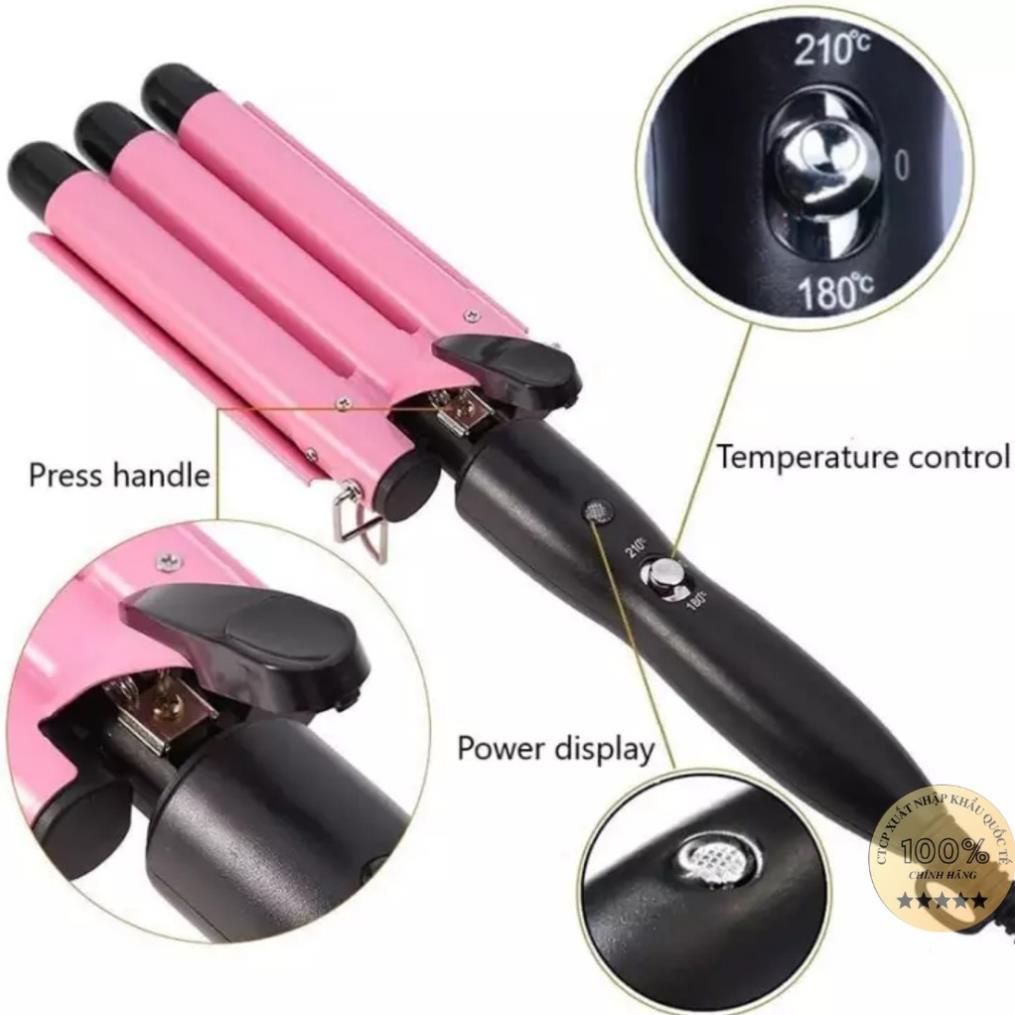 Máy làm tóc xoăn sóng máy uốn tóc 3 trục máy sóng nước máy uốn 3 trục máy uốn 3 lõi cây uống tóc máy uốn tóc gợn sóng