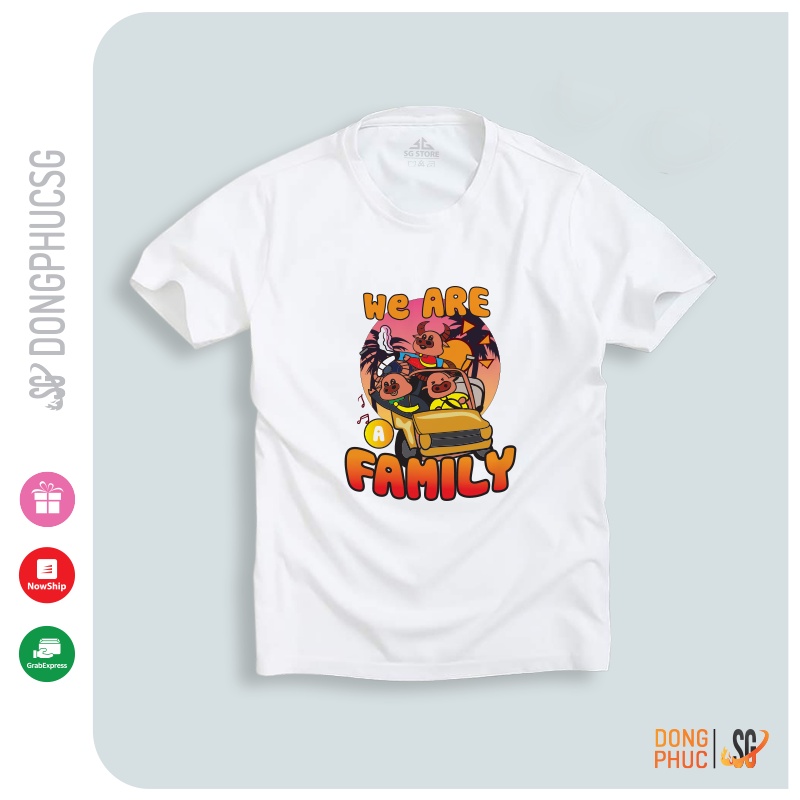 Áo thun gia đình We are family đồng phục hội nhóm thun cotton mềm mịn màu trắng SGY227 | SG