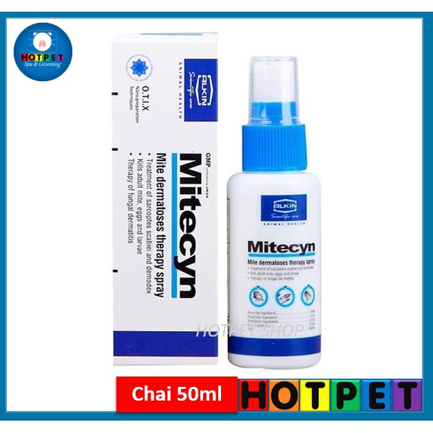 Mitecyn - Chai xịt hỗ trợ chó mèo gặp tình trạng về da do ghẻ, nấm, vi khuẩn [Chai xịt 50ml]