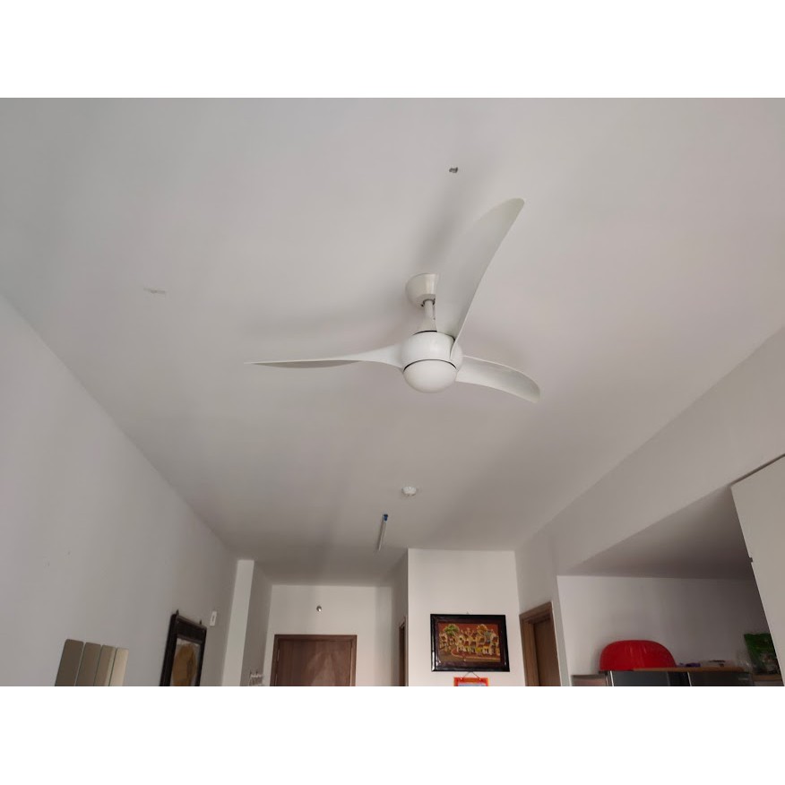 Quạt Trần Đèn phong cách MỸ, Quạt trần phòng khách hiện đại tối giản SLY8024T[3 cánh nhựa Trắng 52inch, Đèn LED]
