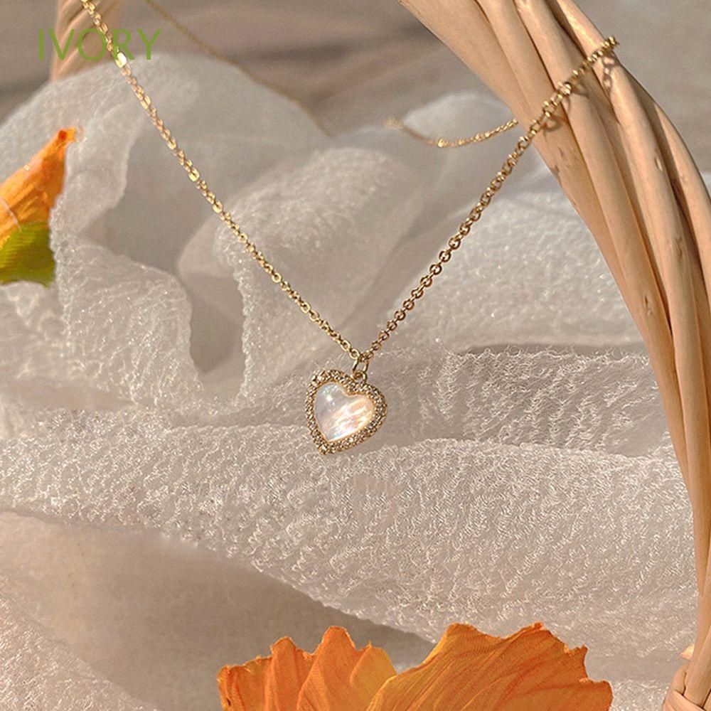 Vòng cổ hợp kim mặt hình trái tim phong cách Hàn Quốc ngọt ngào thời trang cho nữ