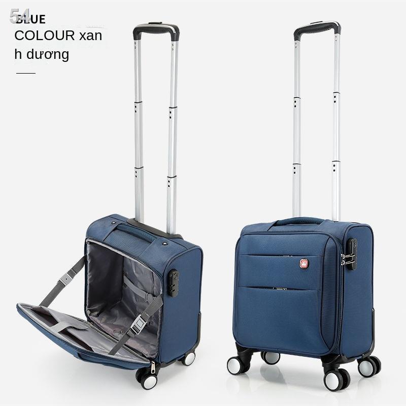 （Hộp kéo）Vali cabin 18 inch ngang 16 nữ hộp đựng xe đẩy mini nhỏ gọn vải Oxford mật khẩu nam