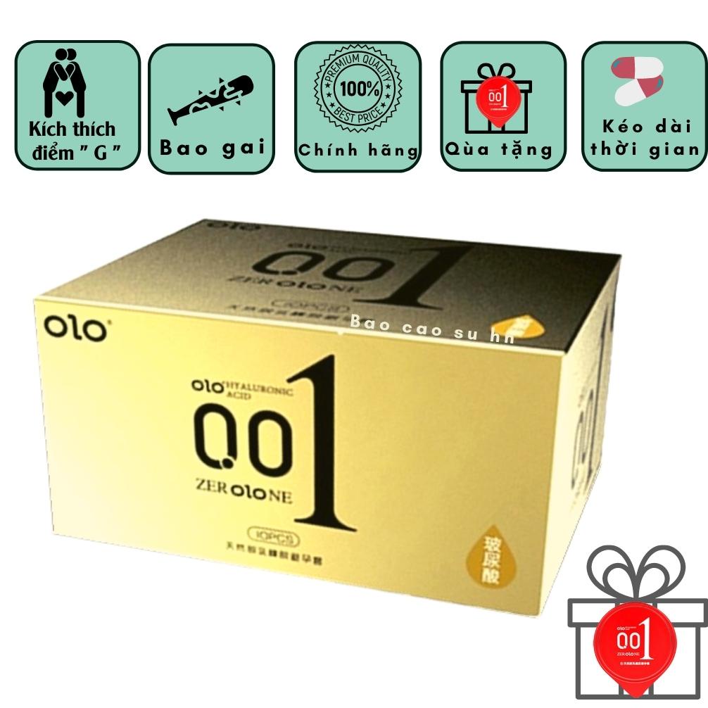 Bao cao su gai OLO 00,1mm siêu mỏng nhiều gấp đôi lượng gel bôi trơn hộp 10 chiếc tặng 1C
