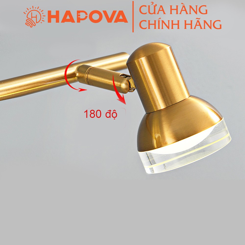 Đèn soi tranh, đèn chiếu tranh 3 quả mạ vàng HAPOVA LAZI 7412/3