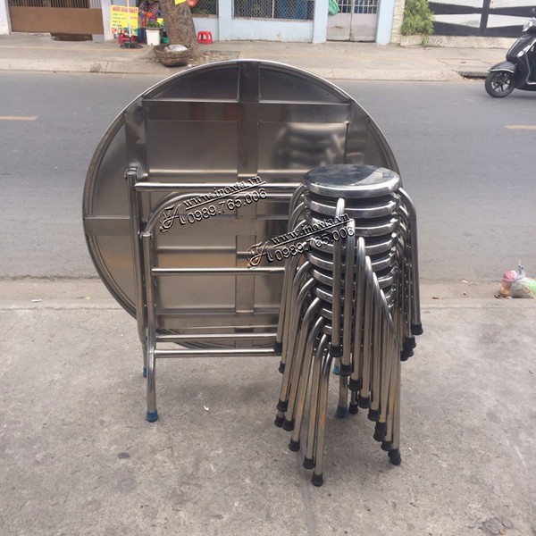 Bàn tròn inox - Bộ bàn ăn inox