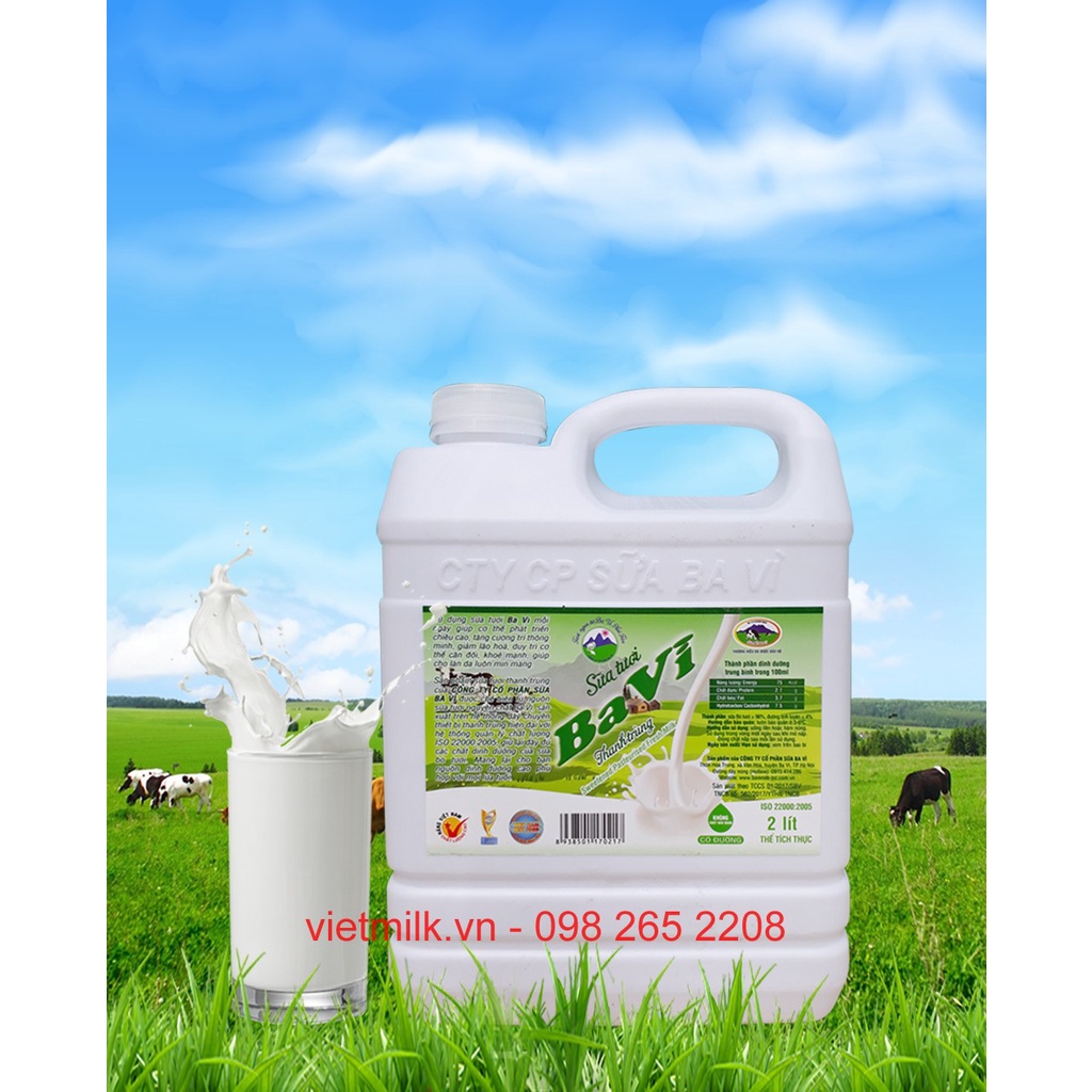 Sữa tươi thanh trùng Ba Vì can 2 lít