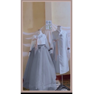 Hanbok nam nữ tone xám trắng