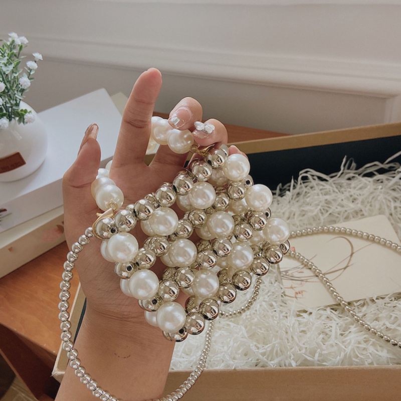 Ví Đeo Chéo Chuỗi Hạt Ngọc Trai Trắng Phong Cách Cổ Điển Thời Trang Dự Tiệc Cưới
