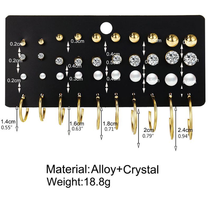 20 Đôi khuyên tai tròn đính đá phong cách thời trang đơn giản