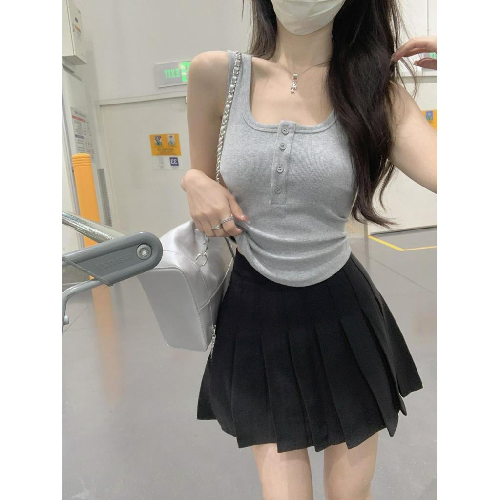 Áo Hai Dây Dáng Dài Ôm Sát Viền Cong Phong Cách Âu Mỹ Cho Nữ