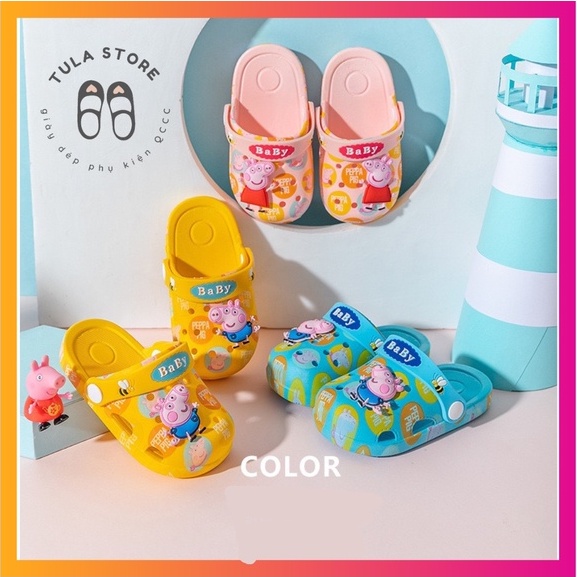 Dép sục Peppa pig cho bé trai bé gái, sục heo pepa mềm nhẹ cho bé 1-4 tuổi Tulastore