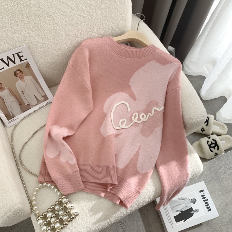 Áo sweater Mỏng Cổ Tròn Dáng Rộng In Họa Tiết Thời Trang Thu Đông Hàn Quốc Mới