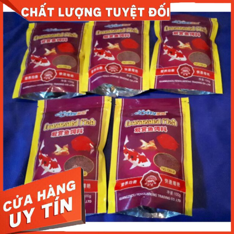 Bộ 5 gói thức ăn cá cảnh, cá koi, cá chép coi loại 100g