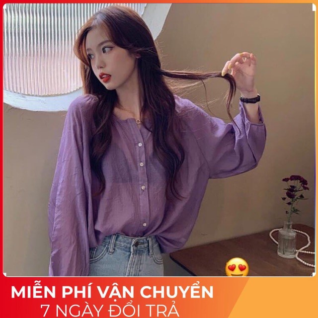 Áo Sơ Mi Nữ Von Tơ Tay Lỡ , Sơmi Voan Mỏng Nữ 2 Màu F014 - zeni69 store