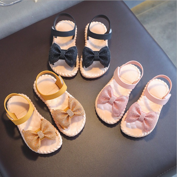 Form To Sandal Quai Dính Đính Nơ Bướm Sáng Lấp Lánh Cực Êm Chân Cho Bé Gái KB011