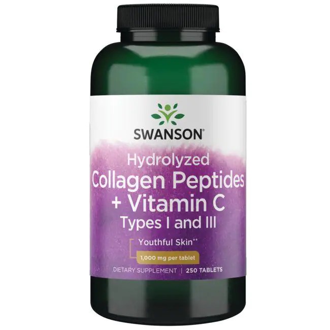 (BILL US) SWANSON HYDRLYZD COLLAGEN PEPTIDES + VITAMIN C I&III – Viên Uống Đẹp Da, Tăng Sức Đề Kháng 250 Viên