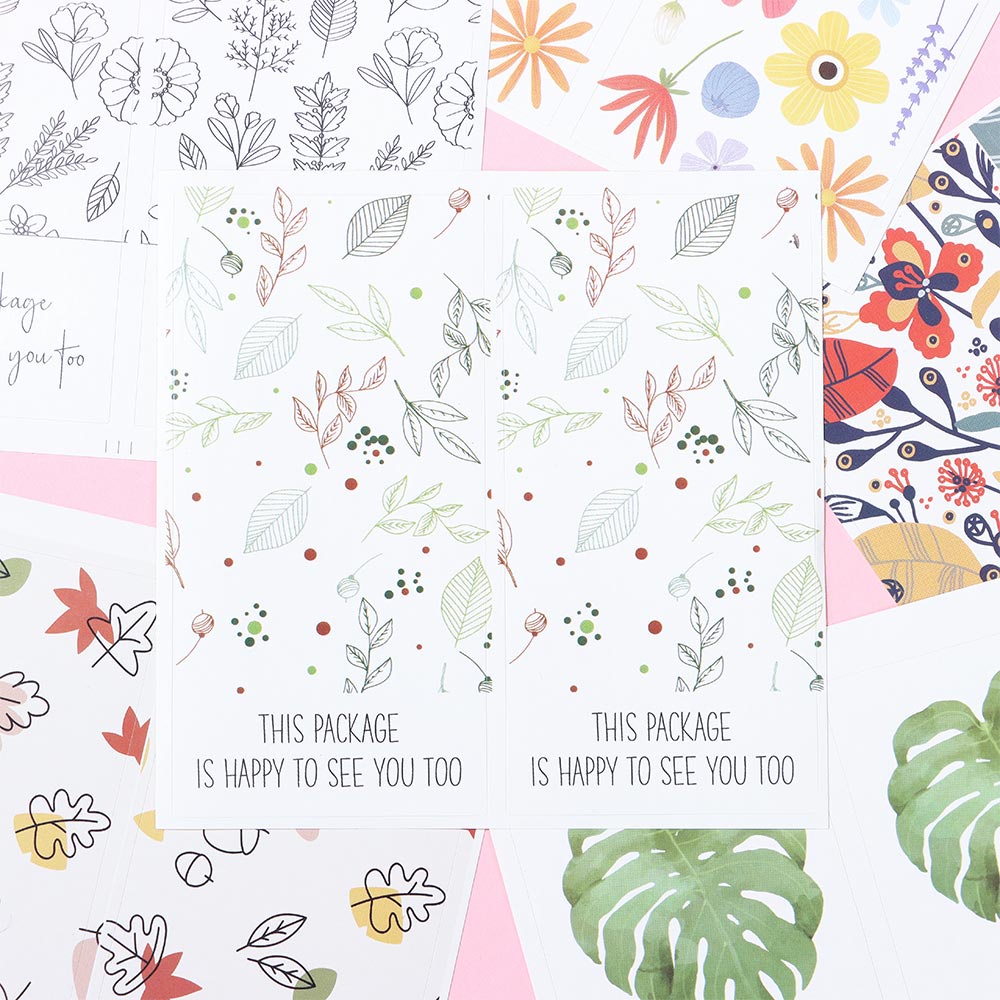 DORAW 50PCS/Pack Rectangle Seal Stickers Wedding Greeting Labels &quot;This Package Is Happy To See You Too&quot; Gift For Small Business Parcel Decor Party Supplies Flower Printed
