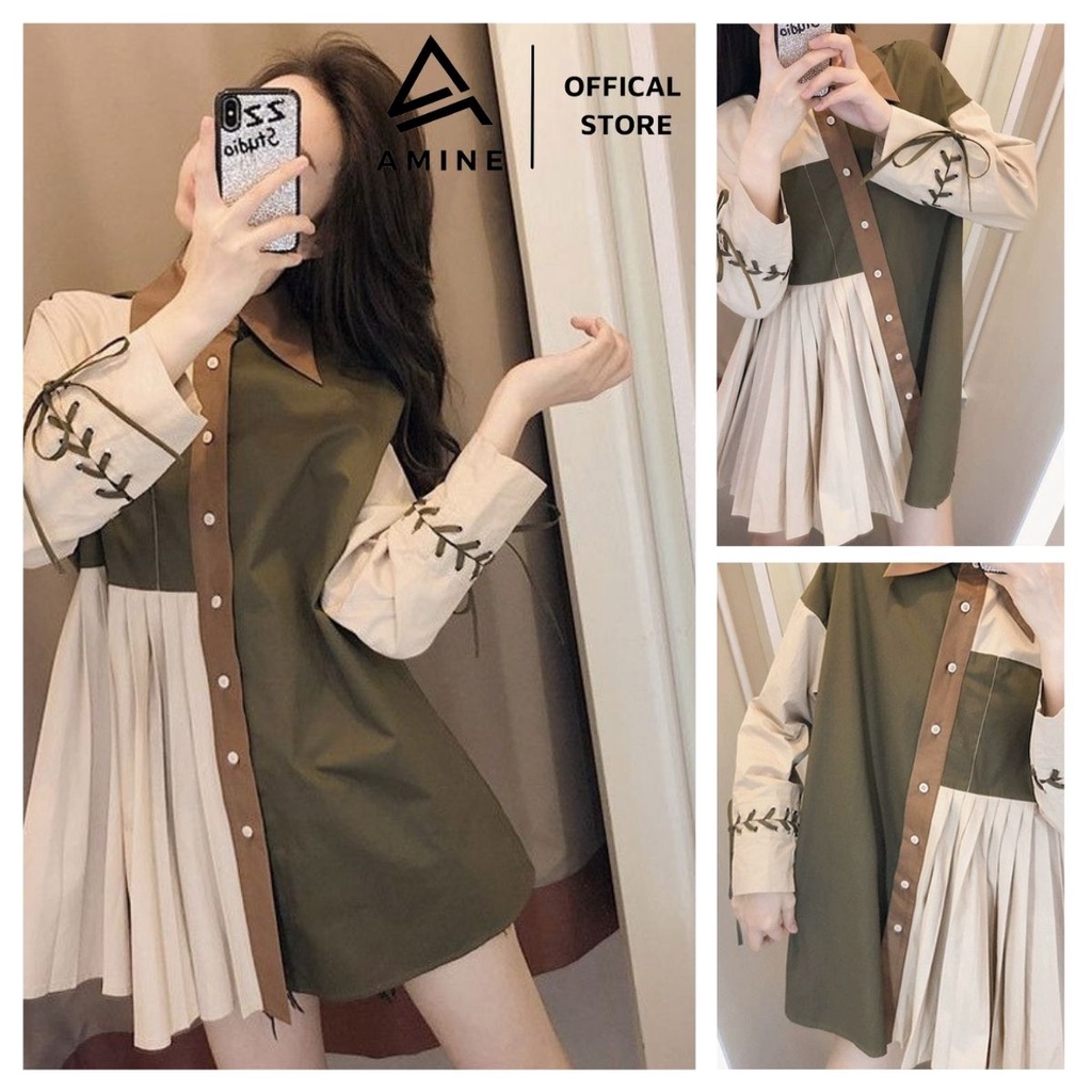 Sơ mi nữ đẹp, Váy sơ mi dáng dài phong cách Hàn Quốc C10 | BigBuy360 - bigbuy360.vn