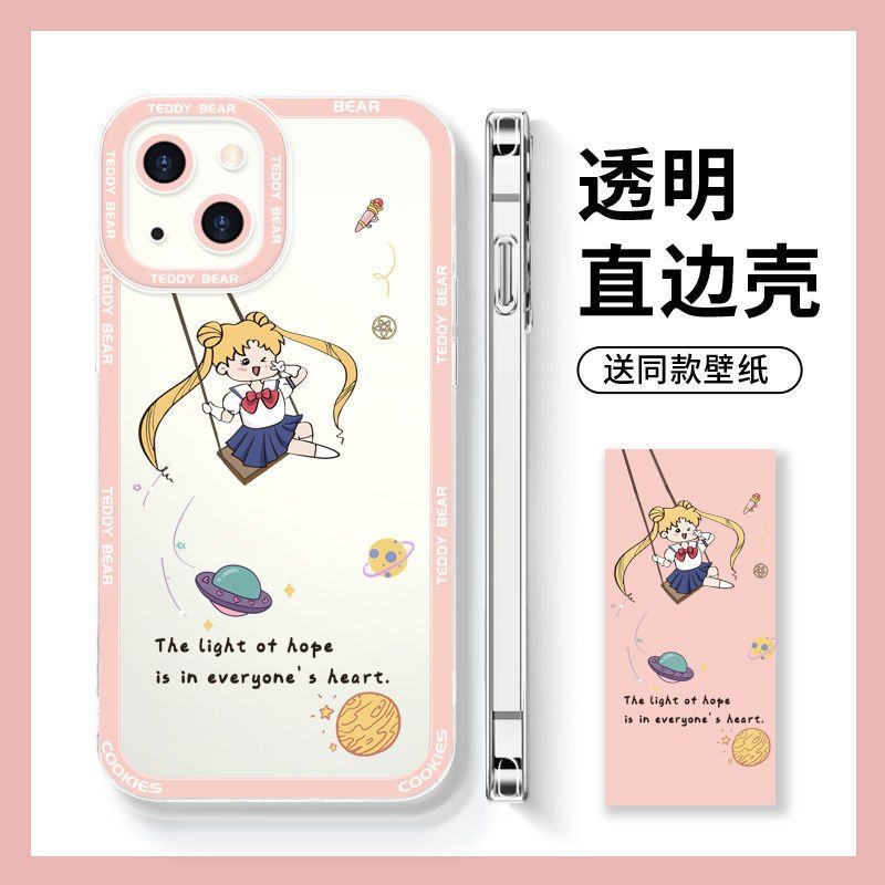 Sailor Moon Ốp Điện Thoại TPU Trong Suốt In Hình Thủy Thủ Mặt Trăng Cho iPhone 14 Pro Max 13 12 Mini 11 XS XR X 8 7 Plus 6S 6 SE