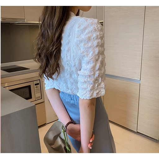 Áo vải voan tay ngắn ôm trơn màu dành cho nữ | BigBuy360 - bigbuy360.vn