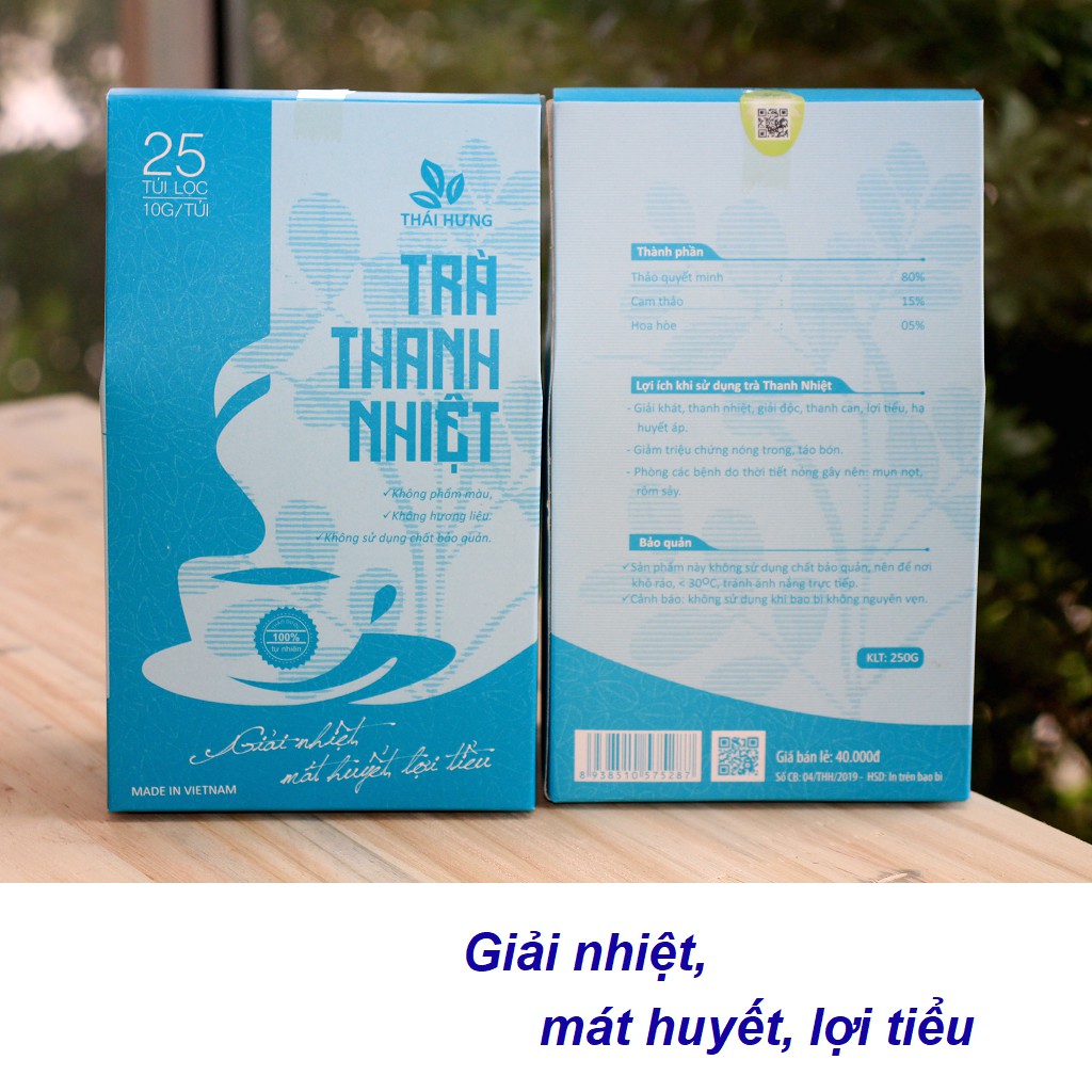 Trà THANH NHIỆT THÁI HƯNG Giải nhiệt, mát huyết, lợi tiểu - 25 túi lọc x 10g