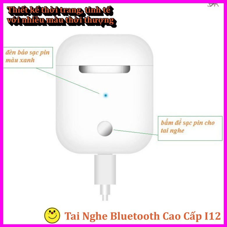 Tai Nghe Bluetooth Không Dây Nhét Tai I12 Kiêm Pin Sạc Dự Phòng onestore.01