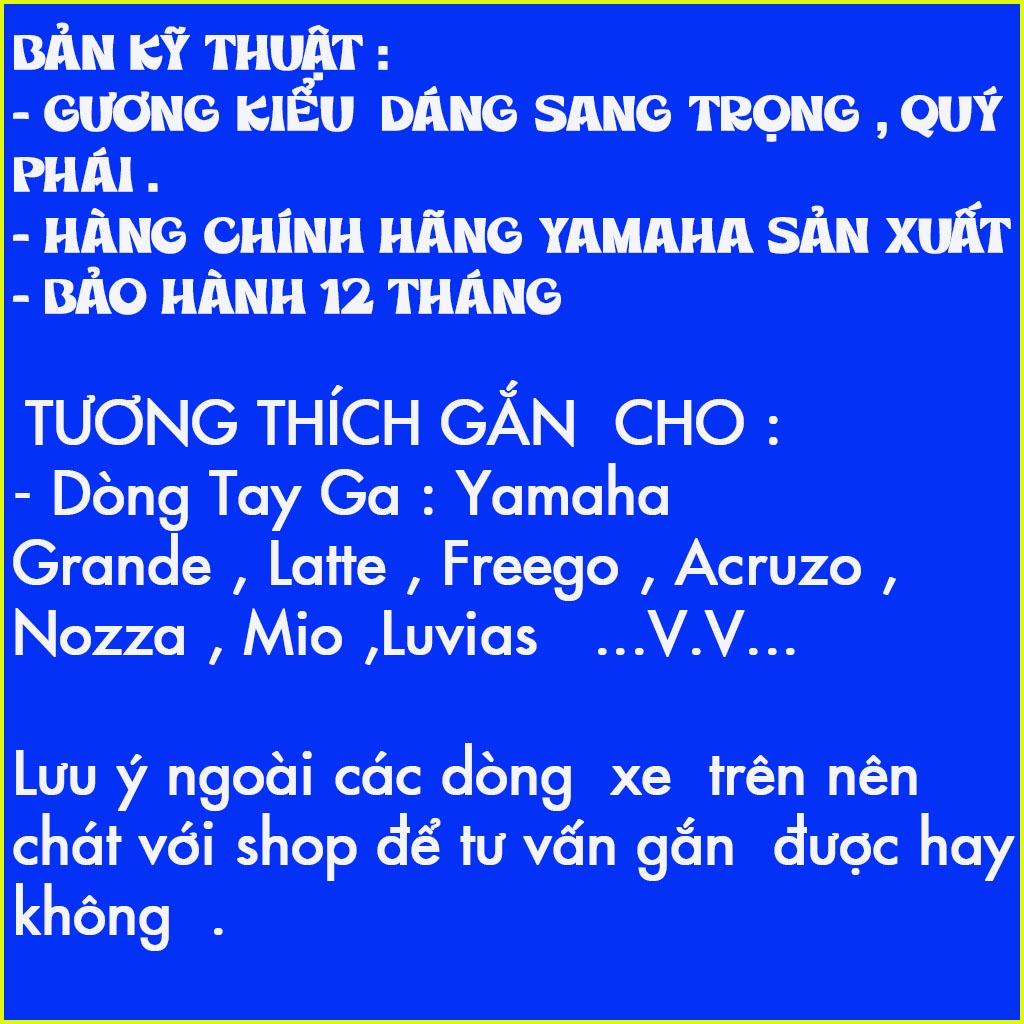 Gương Chiếu Hậu, Kính Chiếu Hậu Xe Máy Mio, Acruzo, Nozza, Grande, Luvias, Freego, Latte Chính Hãng Yamaha