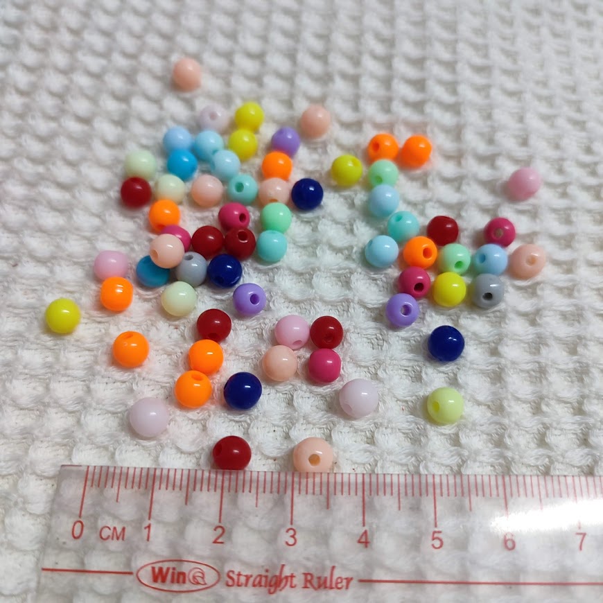 Gói 10-25gr hạt nhựa banh tròn đục 6mm mix nhiều màu - Nguyên liệu làm handmade, vòng tay