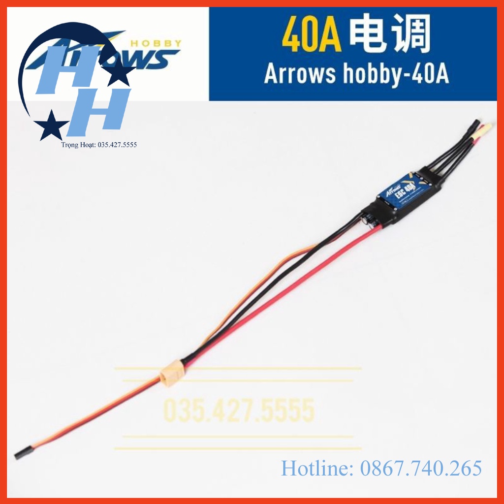 ESC Không Chổi Than Arrows hobby 40A 2s- 4s XT60.