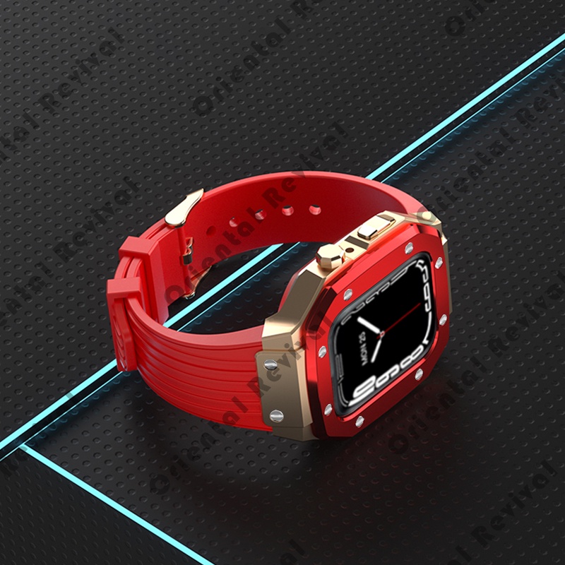 Dây Đeo Thay Thế Chất Liệu Thép Không Gỉ Phối Hợp Kim Nhôm Cho Đồng Hồ Apple Watch 7 45mm 6 SE 5 4 44mm