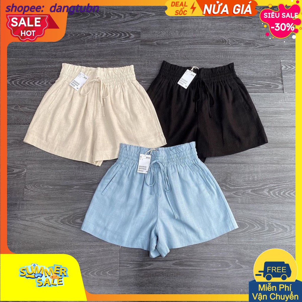 BÁN SỈ SET 3 QUẦN ĐŨI CỘC LINEN XANH BE ĐEN NỮ QSN15