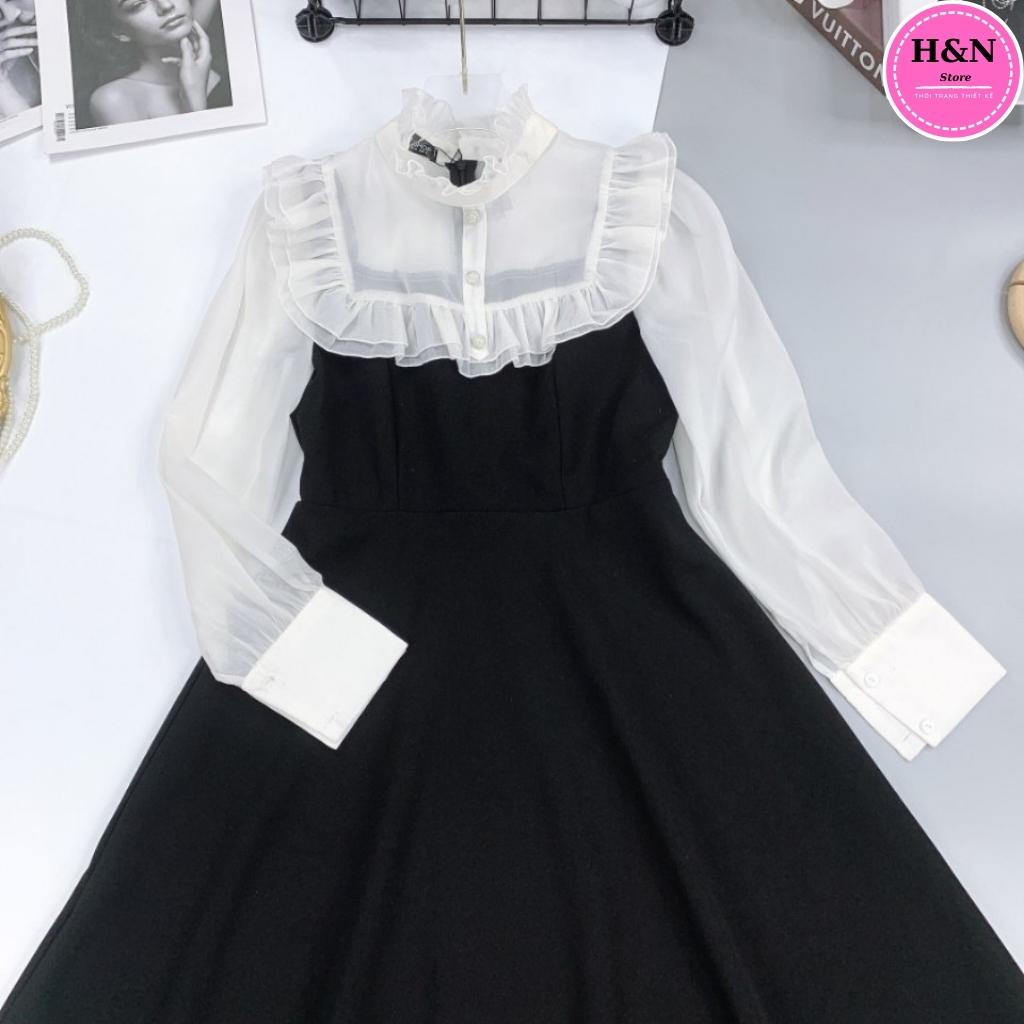 Váy nữ thiết kế dáng suông dài Đầm phối tơ trẻ trung thanh lịch HN Clothing V31 | BigBuy360 - bigbuy360.vn